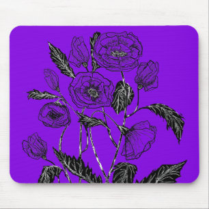 Mohnmaus Blume - Lila Mousepad