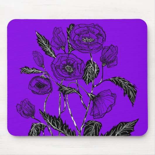 Mohnmaus Blume - Lila Mousepad (Vorne)
