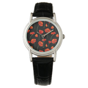Mohnmuster Armbanduhr