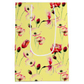 Mohnmuster auf Gelb Mittlere Geschenktüte (Rückseite)