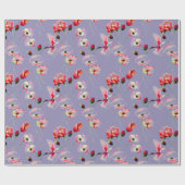 Mohnmuster auf Lila Geschenkpapier (Flach)