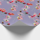 Mohnmuster auf Lila Geschenkpapier (Ecke)