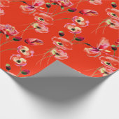 Mohnmuster auf Rot Geschenkpapier (Ecke)