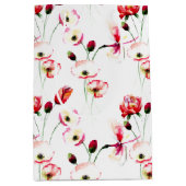 Mohnmuster auf Weiß Mittlere Geschenktüte (Vorderseite)