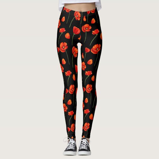 Mohnmuster Leggings (Vorderseite)