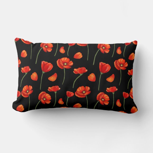 Mohnmuster Lendenkissen (Vorderseite)