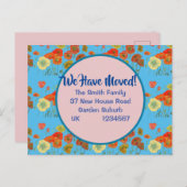 Mohnmuster neue Adresse Postcard, wir bewegen uns Postkarte (Vorne/Hinten)
