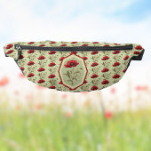 Mohnmuster Roter Salbei Grün mit Blumigen Medaillo Bauchtasche