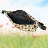 Mohnmuster Roter Salbei Grün mit Blumigen Medaillo Bauchtasche