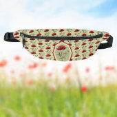 Mohnmuster Roter Salbei Grün mit Blumigen Medaillo Bauchtasche