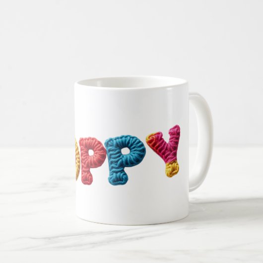 Mohnname im dynamischen Häkelmuster Kaffeetasse (VorderseiteRechts)