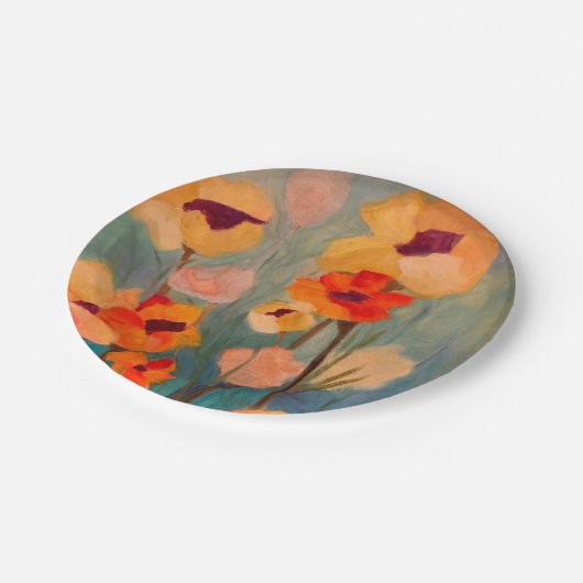 Mohnpapier-Teller gelb Pappteller (Schrägansicht)