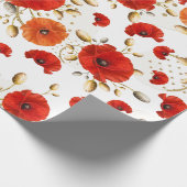 Mohnrot Blume Orange Glam Weißer Goldmetall Geschenkpapier (Ecke)