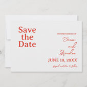 Mohnrot & cremefarbene Hochzeit Save The Date (Vorderseite)