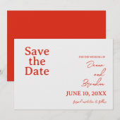 Mohnrot & cremefarbene Hochzeit Save The Date (Vorne/Hinten)