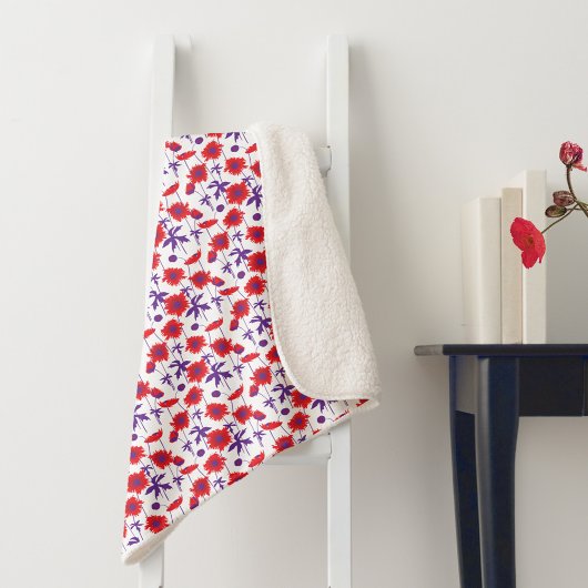 Mohnrot, lila und weiß sherpadecke