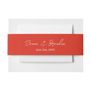 Mohnrot & Off White Wedding Einladungsbanderole