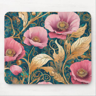 Mohnrot Scroll - Art Nouveau Floral Mousepad