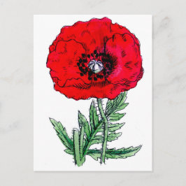 Mohnrote Blume Vintage Weinblüten Postkarte