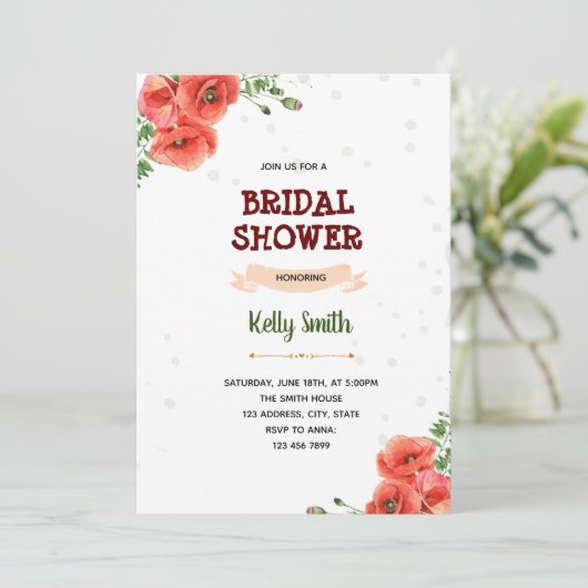 Mohnroter Themenabend Einladung (Stehend Vorderseite)