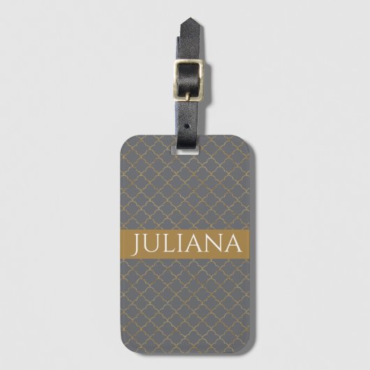 Mohnsamen Graue und Goldquatrefolie Personalisiert Gepäckanhänger (Vorderseite Vertikal)