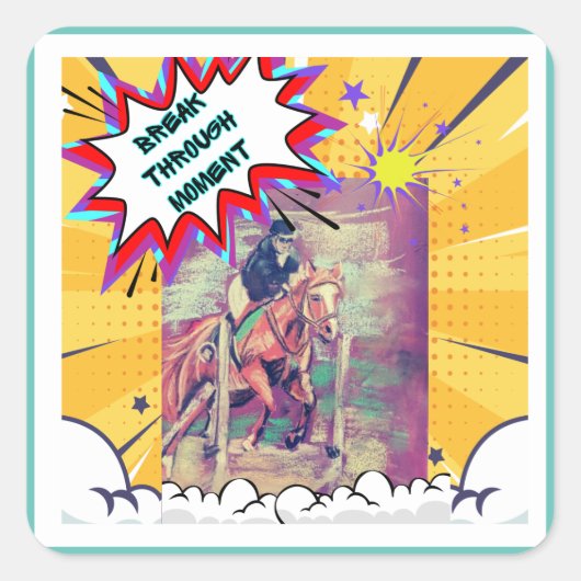 Mohnspringen-Comic Quadratischer Aufkleber (Vorderseite)