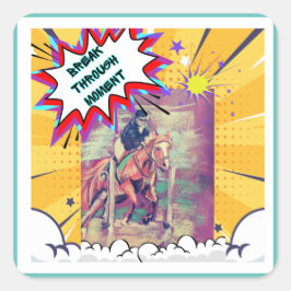 Mohnspringen-Comic Quadratischer Aufkleber