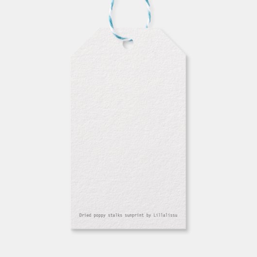 Mohnstalks mit getrocknetem Mohn bedrucken Postkar Geschenkanhänger (Rückseite)