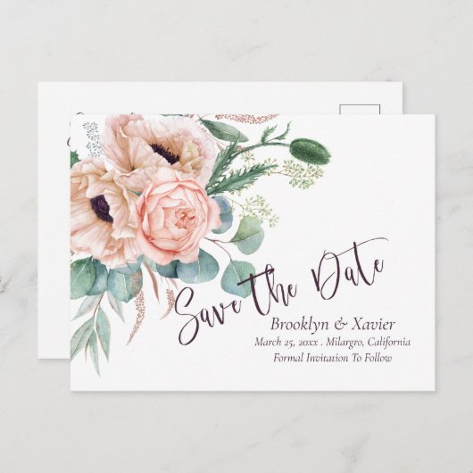 Mohnstrahlung Save the Date Postkarte (Vorne/Hinten)