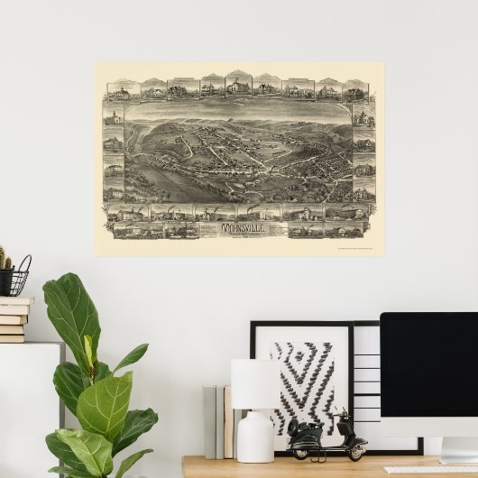 Mohnsville, PA Panoramic Map - 1898 Poster (Heimbüro)