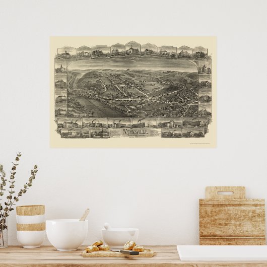 Mohnsville, PA Panoramic Map - 1898 Poster (Küche)