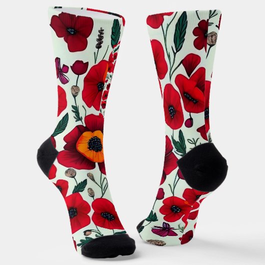 Mohnträume: Inspirierend Muster Socken (Gewinkelt)