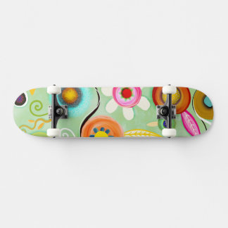 Mohnverzierung im Stil der 70er Vintagen Skateboar Skateboard