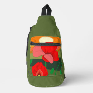 Mohnwiese bei Sonnenuntergang Crossbody Bag