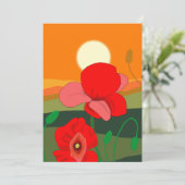 Mohnwiese bei Sonnenuntergang Einladung (Stehend Vorderseite)