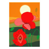 Mohnwiese bei Sonnenuntergang Fotodruck (Vorne)