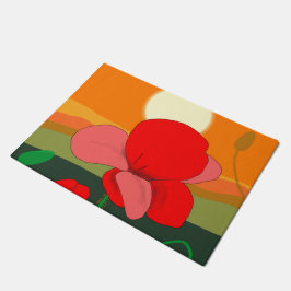 Mohnwiese bei Sonnenuntergang Fußmatte