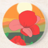 Mohnwiese bei Sonnenuntergang Getränkeuntersetzer (Vorne)