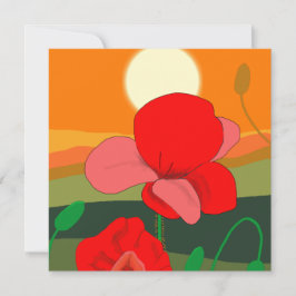 Mohnwiese bei Sonnenuntergang Karte