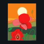 Mohnwiese bei Sonnenuntergang Postkarte<br><div class="desc">Mohnwiese bei Sonnenuntergang. Wiese der Poppies. Papaver. Später Nachmittag Mohnlandschaft kurz vor Sonnenuntergang. Schöne Kunst</div>