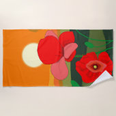 Mohnwiese bei Sonnenuntergang Strandtuch (Vorderseite)