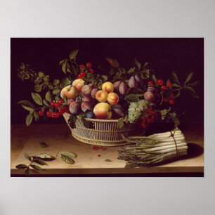 Moillon - Obstkorb und ein Bündel Spargel Poster