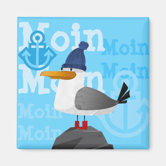"Moin Moin" Möwe Magnet (Vorne)