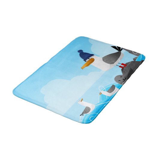 "Moin Moin" Seemöwe Badematte (Schrägansicht)