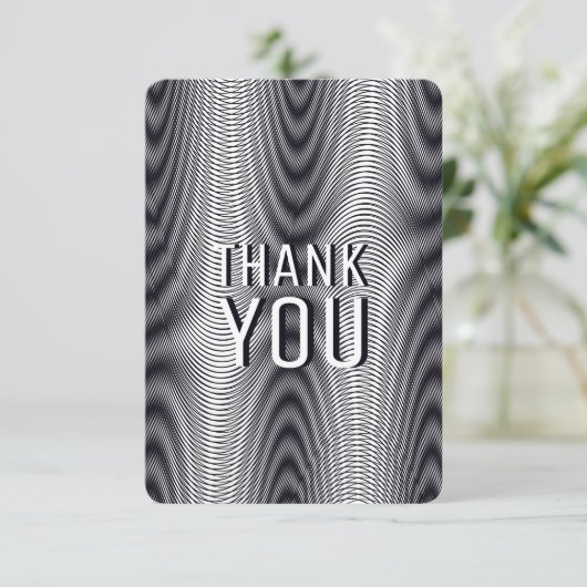 Moiré Black and White Psychedelic Stripes - Trippy Dankeskarte (Stehend Vorderseite)