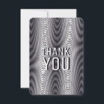 Moiré Black and White Psychedelic Stripes - Trippy Dankeskarte<br><div class="desc">Dieses abstrakte und moderne gestreifte Design wurde für diejenigen geschaffen,  die ungewöhnliche und zeitgenössische Designs mögen. Die optische Täuschung des Moiré-Musters vermittelt einen Eindruck von welliger Bewegung. Hauptfarben dieses Drucks: Schwarz und Weiß.</div>