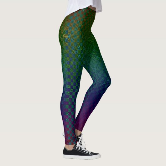 Moire Schachbretts von Kenneth Yoncich Leggings (Rechts)
