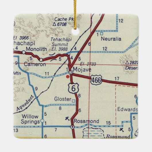 Mojave CA Vintag Map Keramikornament (Rückseite)