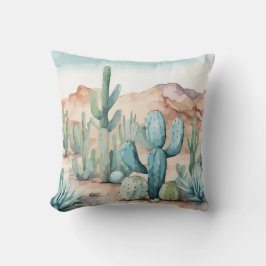 Mojave Desert Cactus Watercolor Kissen