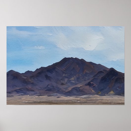 Mojave Valley and Mountain Range Impressionist Art Poster (Vorne)